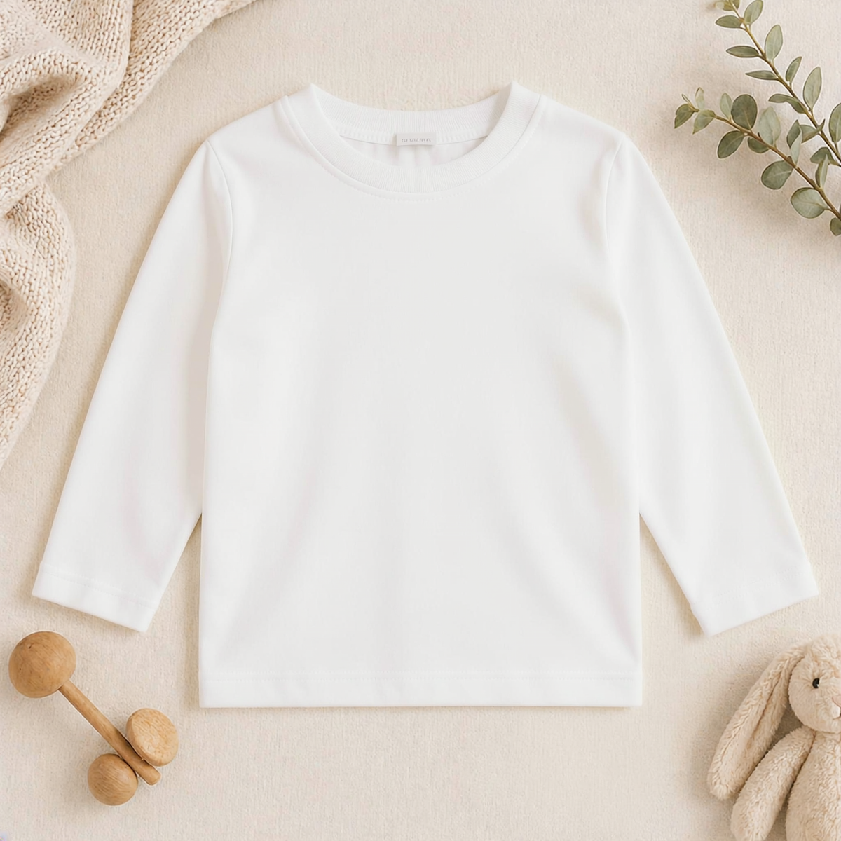 Long sleeve white t-shirt for age 1-2 years – choose any Print4You design