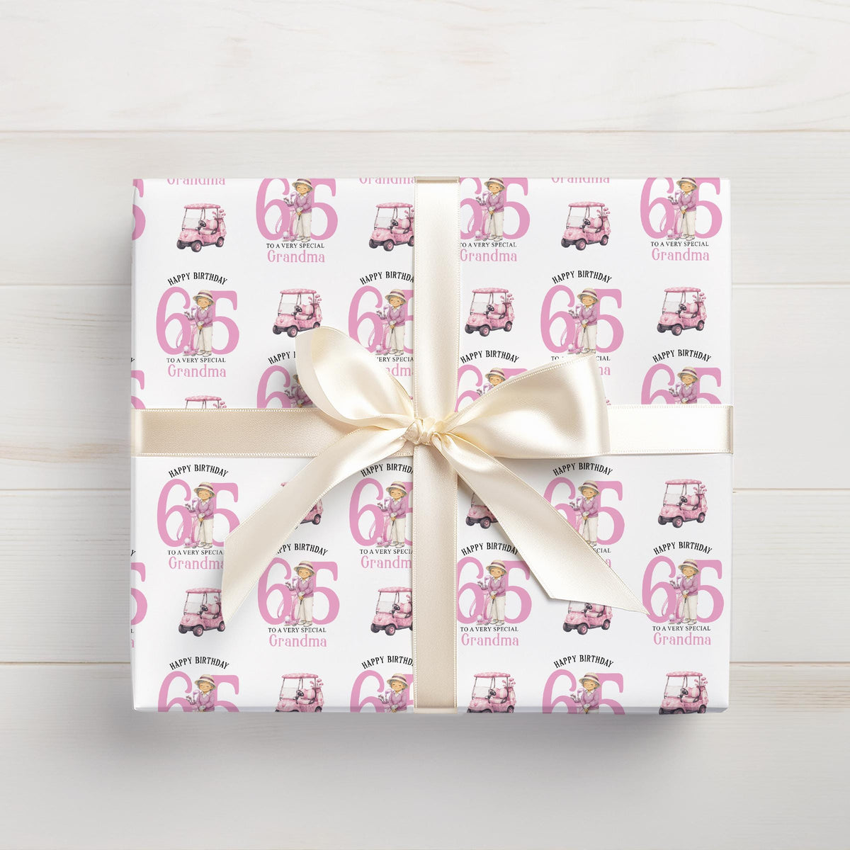 Roll of personalised golf wrapping paper packaged in a postal tube ready for delivery.