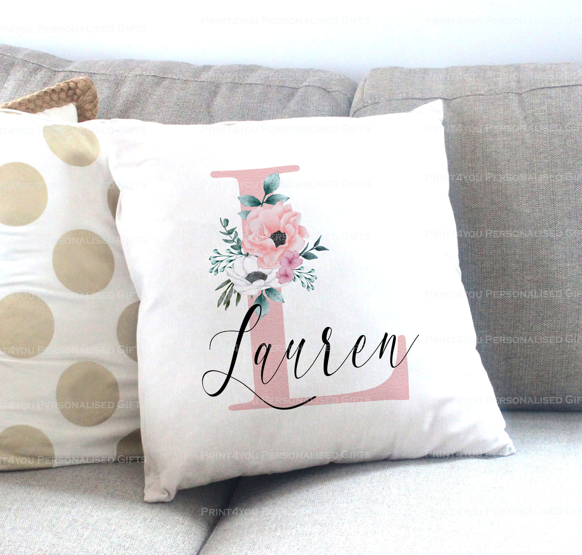Personalised Cushion Pillow – Exclusive Floral Cushion Cover With Zippered Velvet Case - Cushion cover only