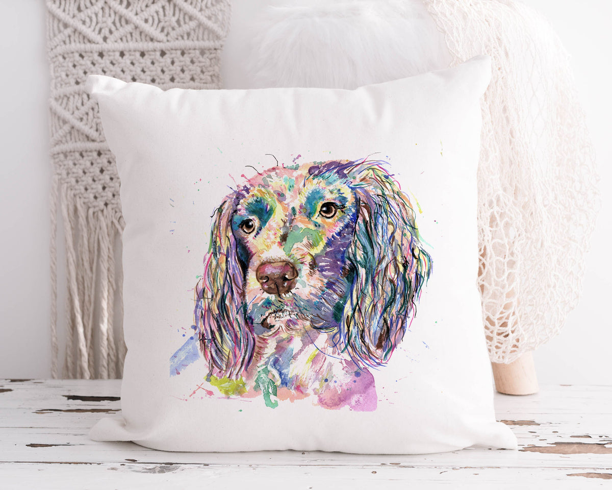 Springer Spaniel cushion cover with exclusive artwork print, 40 x 40cm plush cushion