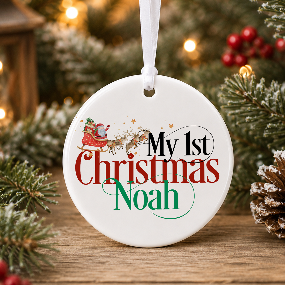 Personalised baby's first Christmas bauble
