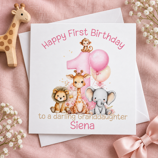 1st Birthday Card for a Baby Girl – card mockup