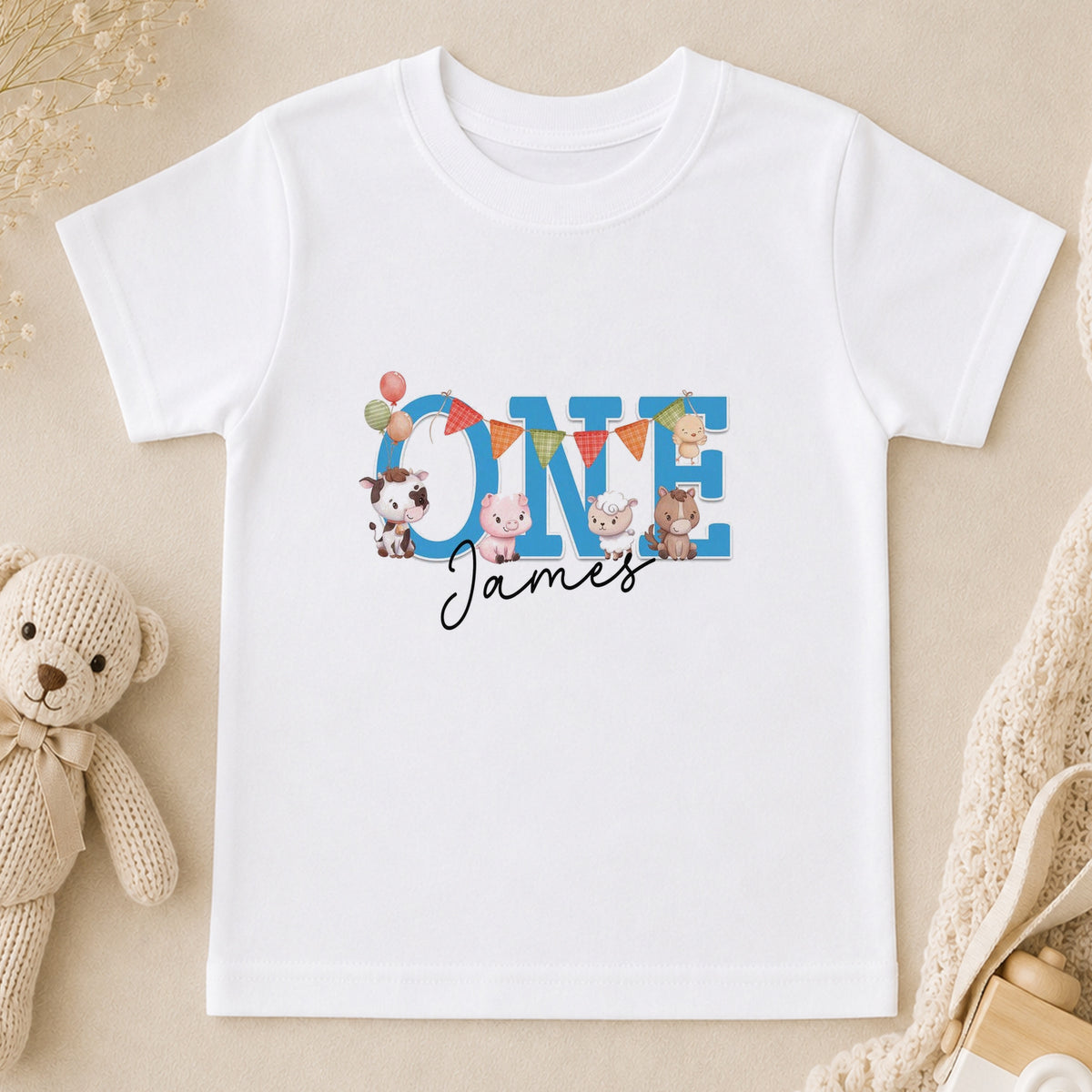 Personalised Farmyard First Birthday t-shirt