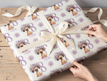 Personalised dachshund wrapping paper rolled ready for gift wrapping