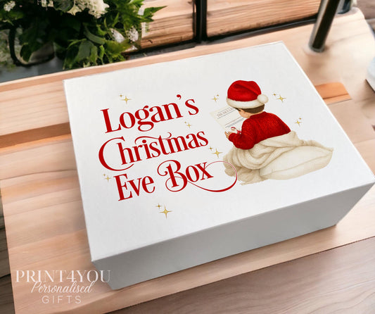 Personalised Nice List Christmas Eve box with Santa delivery design, Medium 16 x 20 x 8cm magnetic gift box