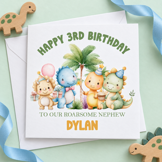 Roarsome Dinosaur Birthday Card – card mockup