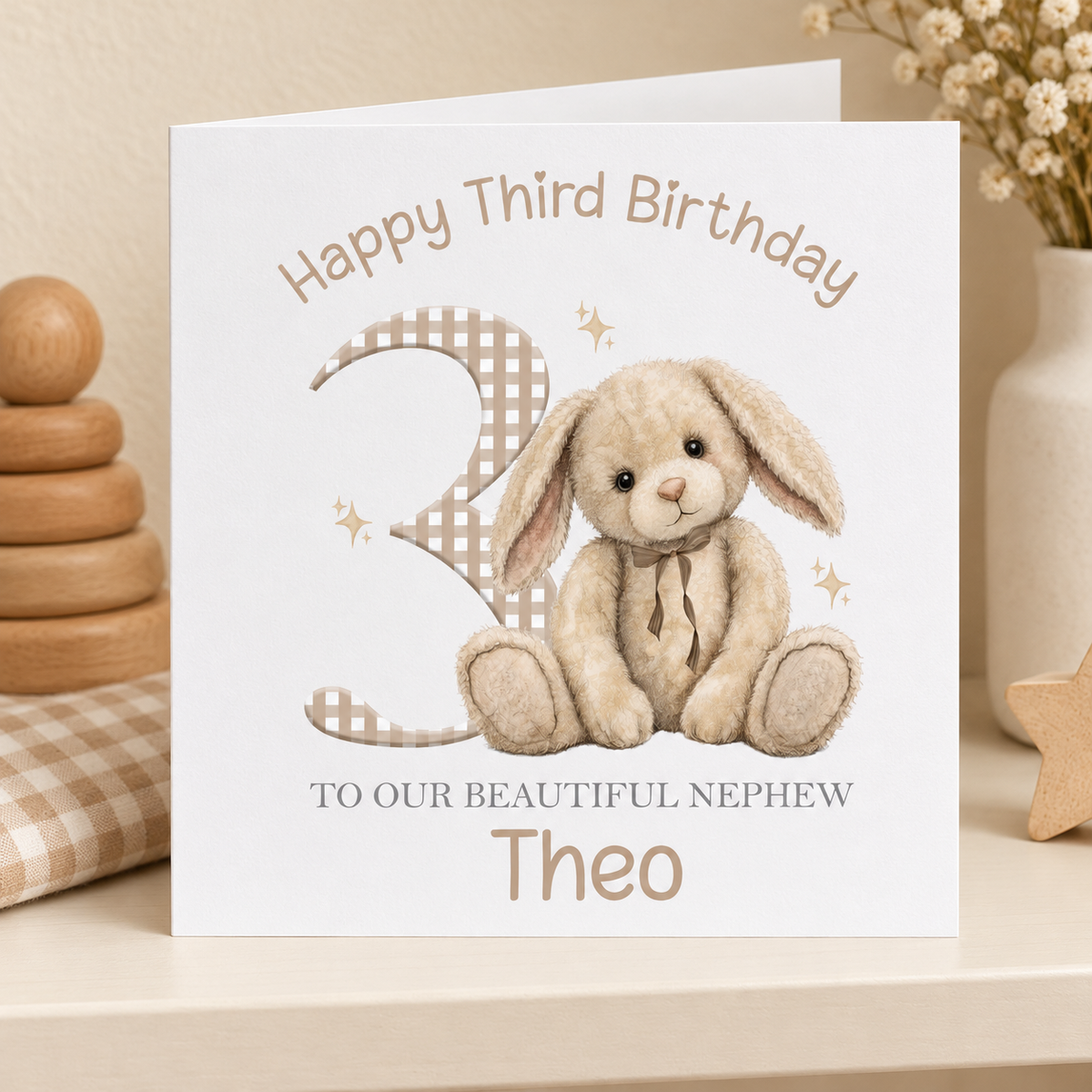 3rd Birthday Bunny Card for Nephew – card mockup