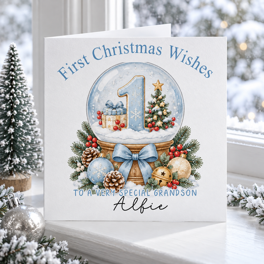Personalised First Christmas Card for Grandson – card mockup