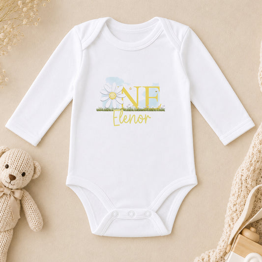 Personalised Baby Girl First Birthday long sleeve vest