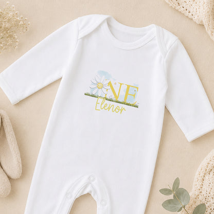 Personalised Baby Girl First Birthday sleepsuit