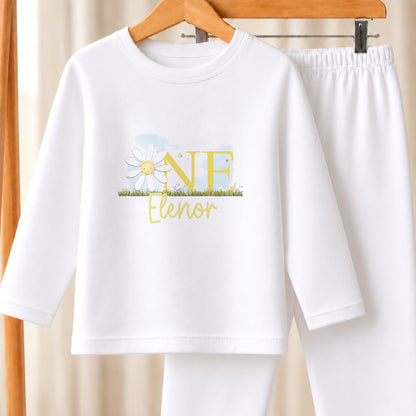 Personalised Baby Girl First Birthday white pyjamas
