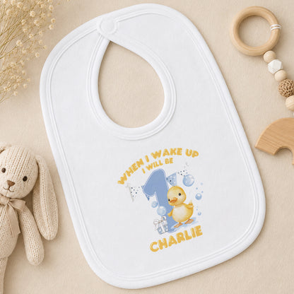 Personalised Bubble Duck First Birthday bib