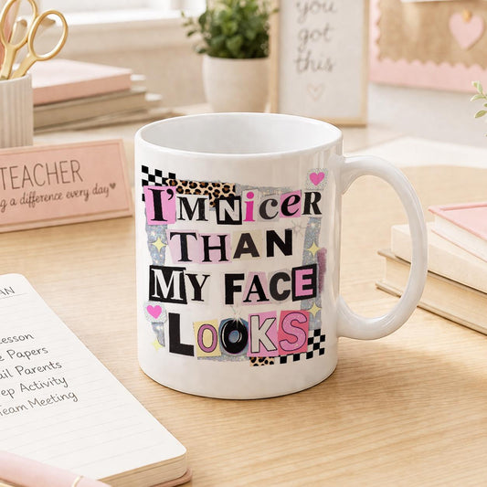 White ceramic mug printed with a sarcastic slogan design, gift for a sister