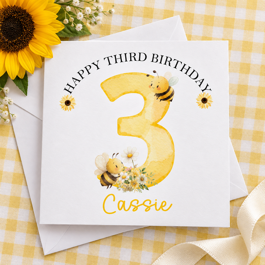 Personalised Bumblebee Birthday Card – card mockup