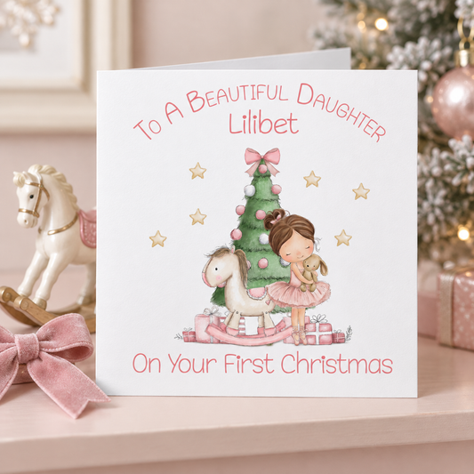 Personalised First Christmas Card for Daughter – card mockup