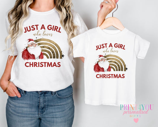 Mummy and me matching Christmas t-shirts with festive print and, baby size 0-3 months