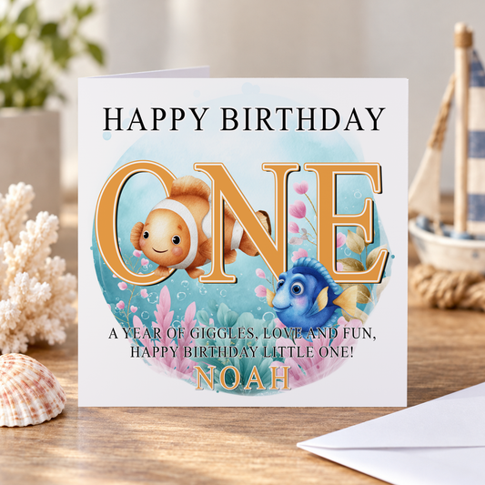 1st Birthday Card – Under the Sea Personalised Keepsake