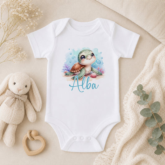 Personalised Sea Turtle Newborn baby vest