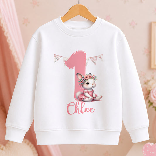 Personalised Pink Ballerina Bunny First Birthday jumper