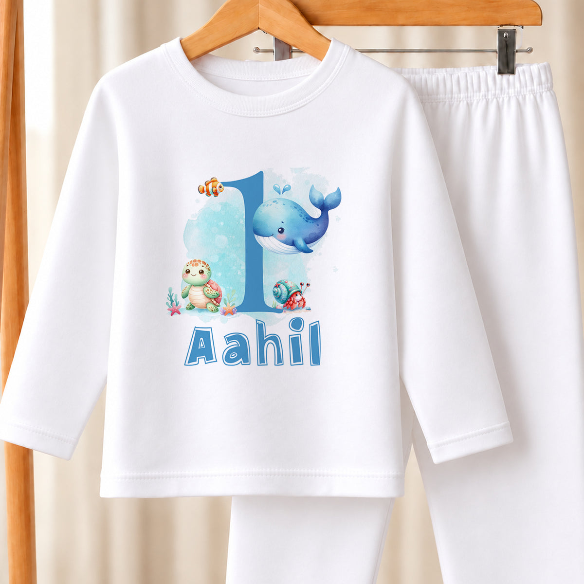 Personalised First Birthday white pyjamas