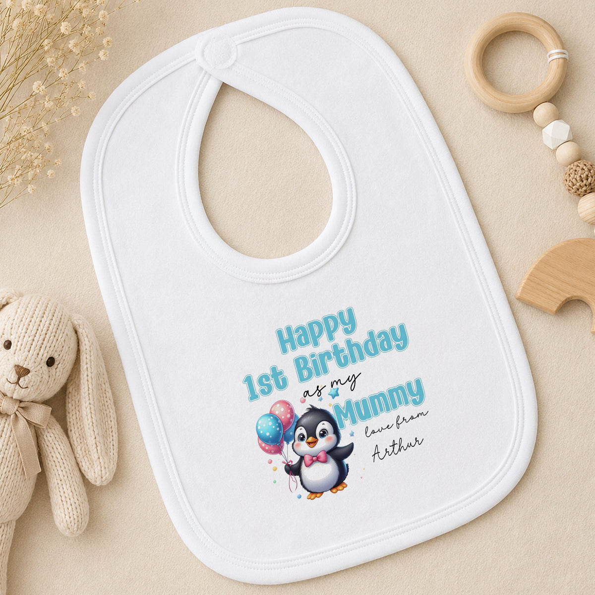 Personalised Happy Birthday Mummy or Daddy Baby bib