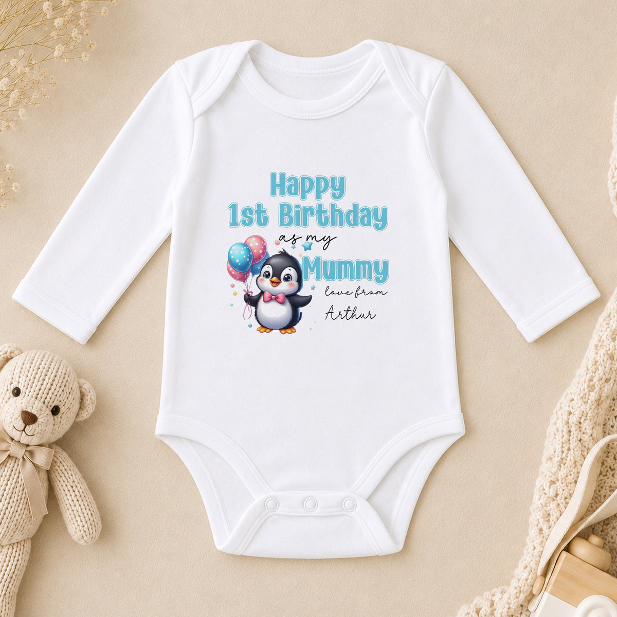 Personalised Happy Birthday Mummy or Daddy Baby long sleeve vest