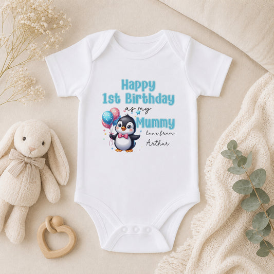Personalised Happy Birthday Mummy or Daddy Baby baby vest