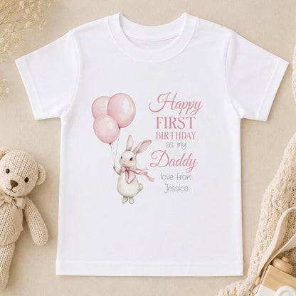 Personalised Pink Bunny First Birthday t-shirt