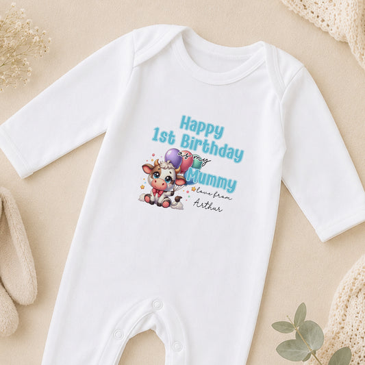 Personalised My First Birthday as Your Parent Baby sleepsuit