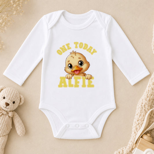 Personalised Duck Birthday long sleeve vest