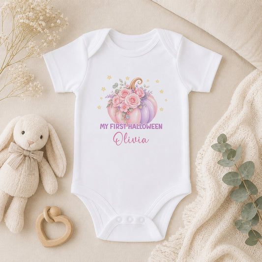 Personalised Babys First Halloween baby vest