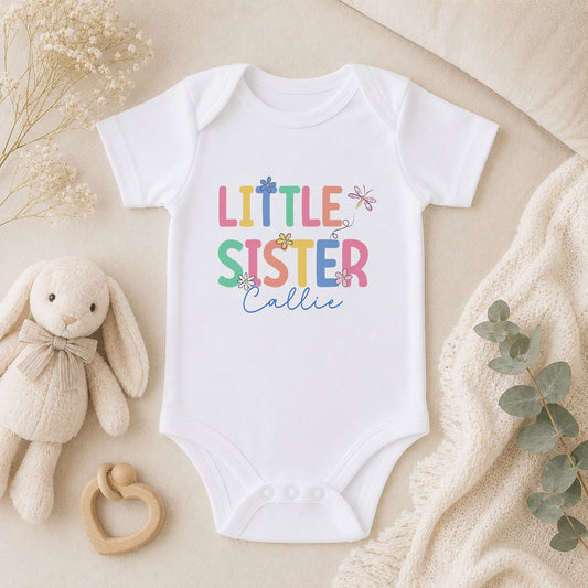 Personalised Little Sister baby vest