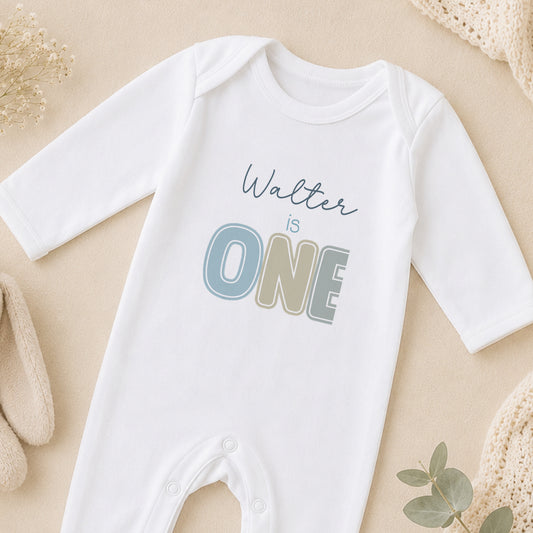 Personalised Pastel I Am One 1st Birthday sleepsuit