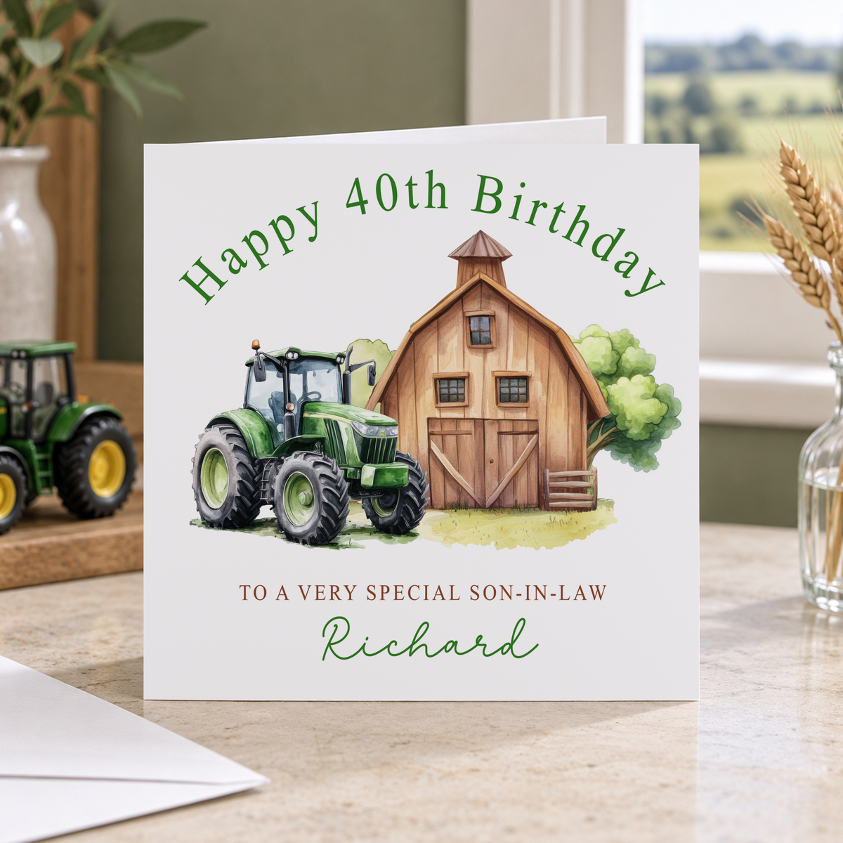 30th Birthday Tractor Card – Personalised Rustic Farm & Barn Design