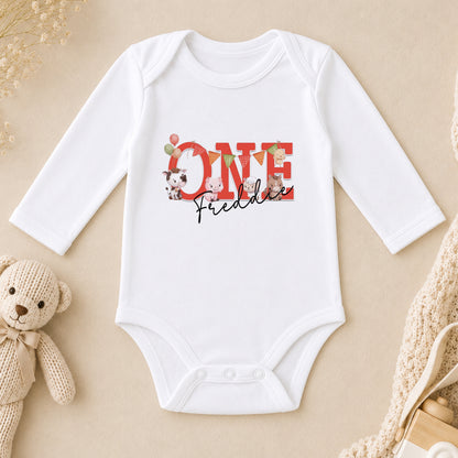 Personalised Farmyard Friends First Birthday long sleeve vest
