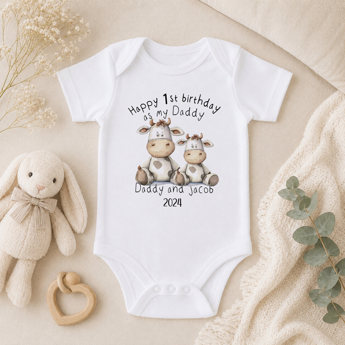 Personalised Happy Birthday Daddy baby vest