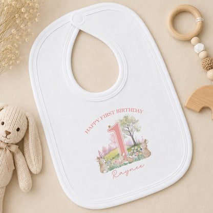 Personalised Bunny Rabbit First Birthday Gift bib