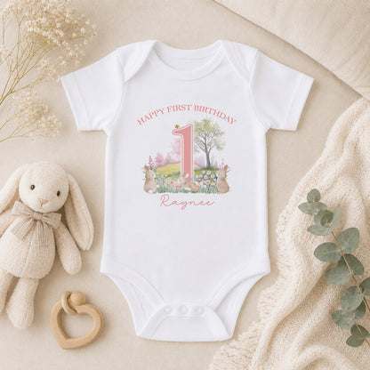 Personalised Bunny Rabbit First Birthday Gift baby vest