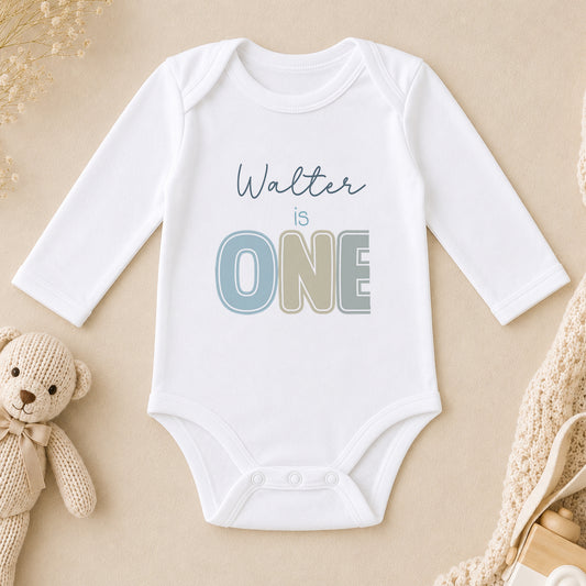Personalised Pastel I Am One First Birthday long sleeve vest