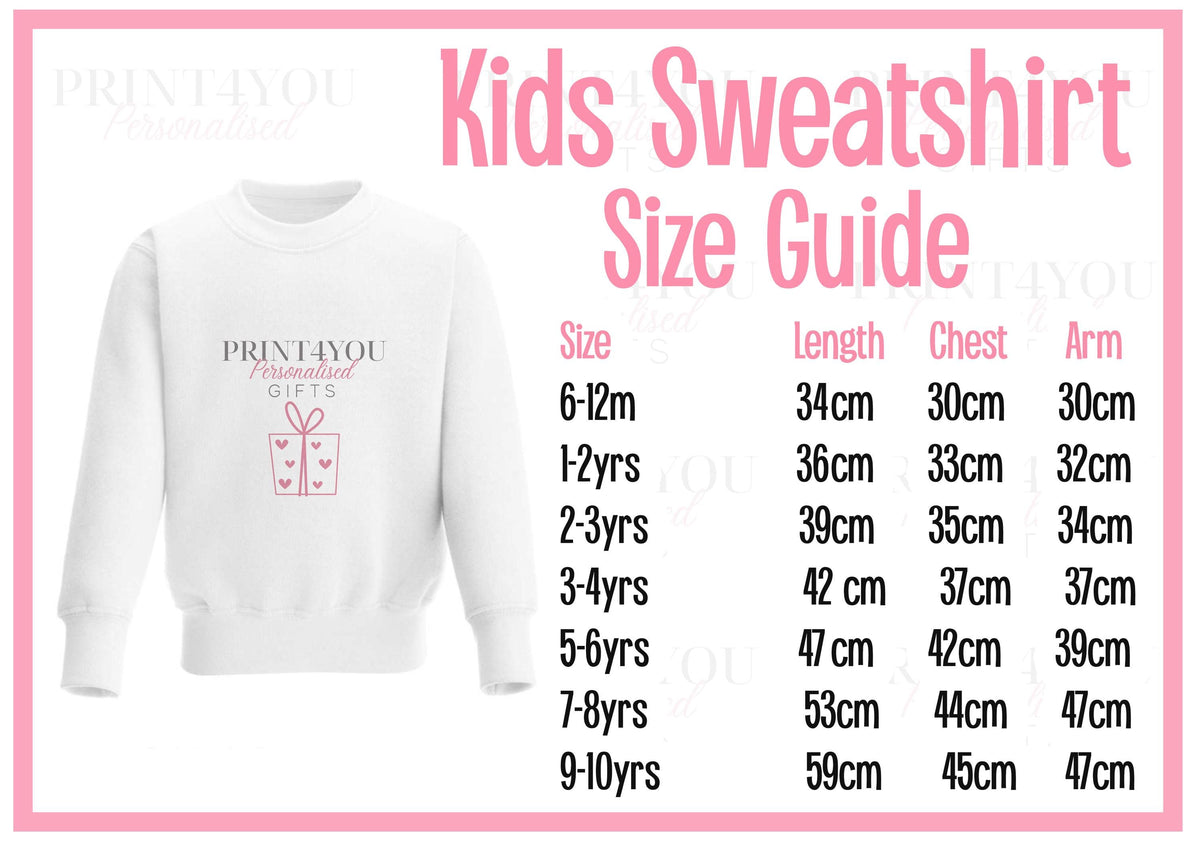 Close-up of the unicorn illustration and birthday number print on the personalised children's sweatshirt.