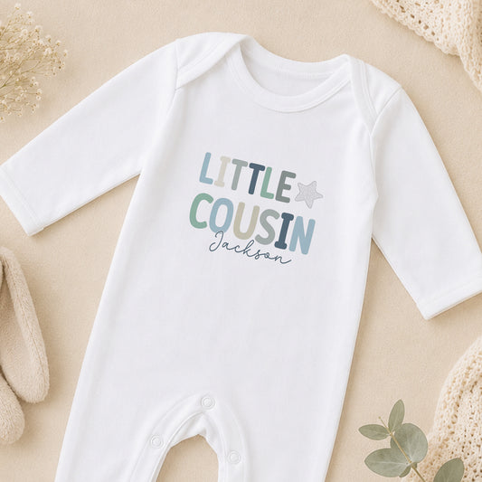 Personalised Little Cousin sleepsuit