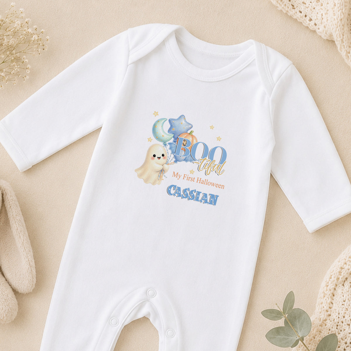 Personalised First Halloween Baby sleepsuit