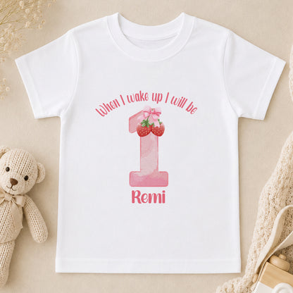 Personalised Strawberry First Birthday t-shirt