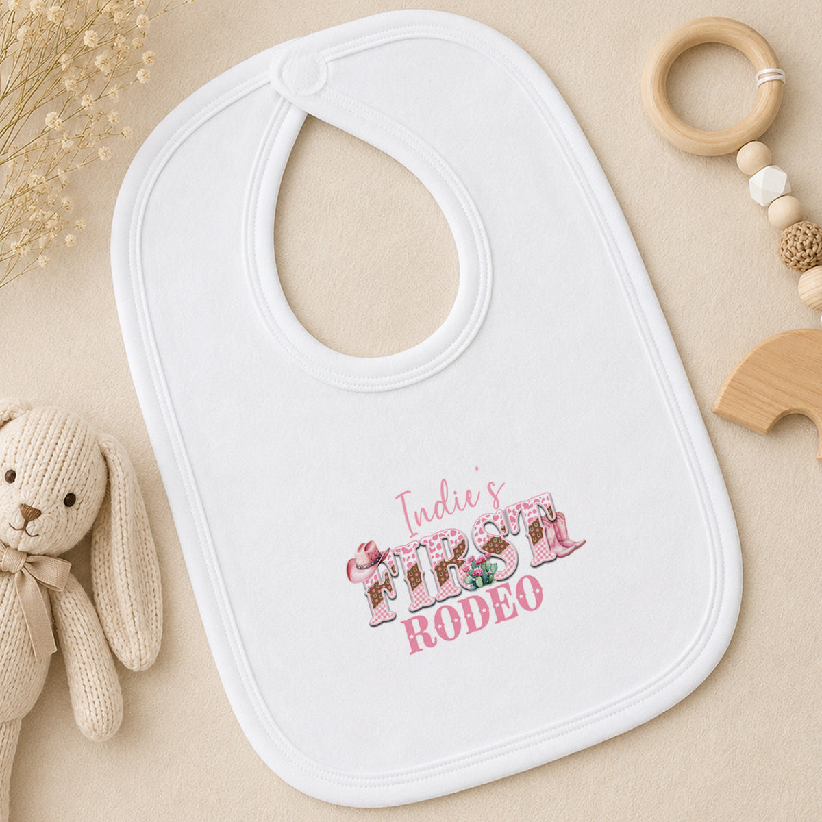 Personalised My First Rodeo Baby bib