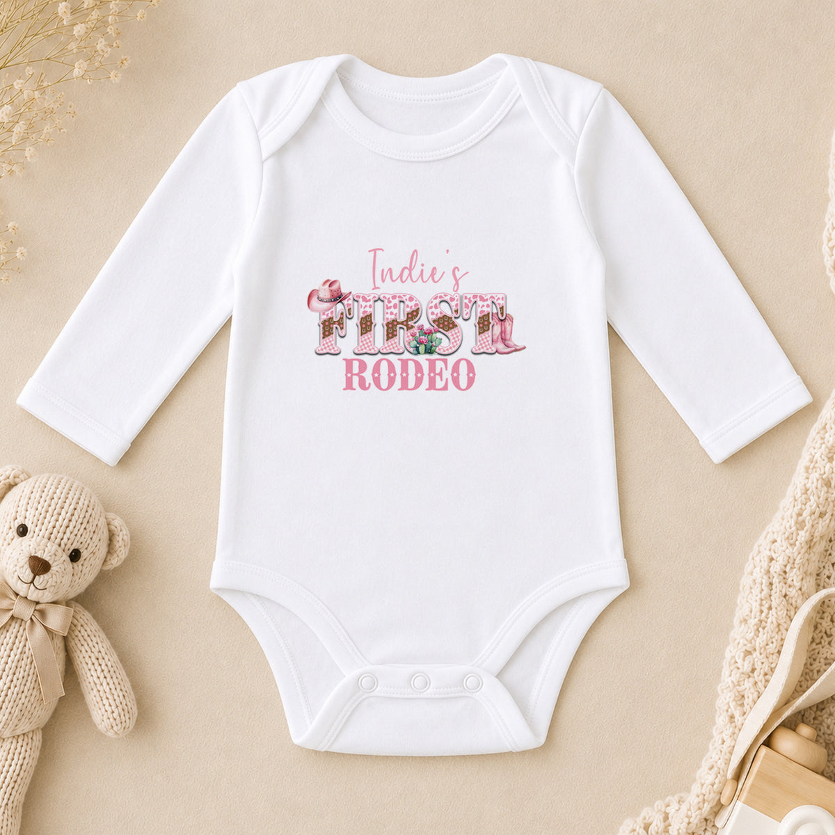 Personalised My First Rodeo Baby long sleeve vest