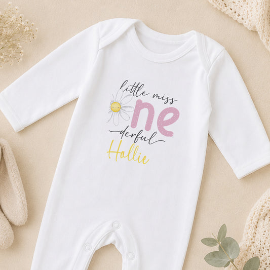 Personalised One-derful First Birthday sleepsuit