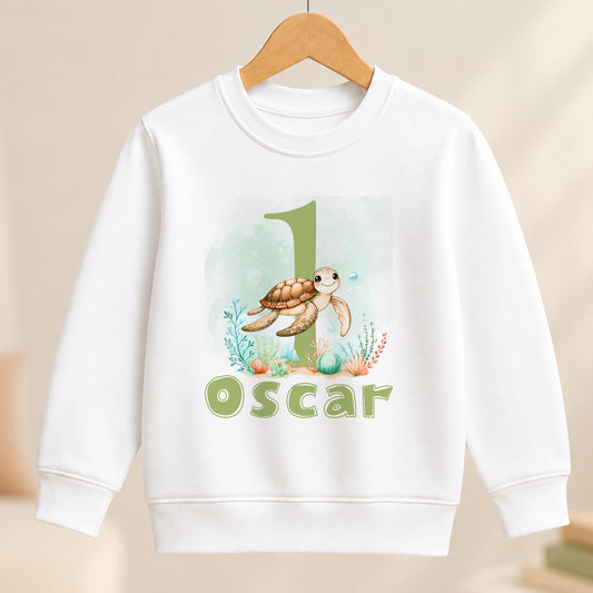 Personalised Turtle First Birthday jumper