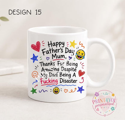 Sweary Father's Day mug design 2, double sided ceramic coffee mug