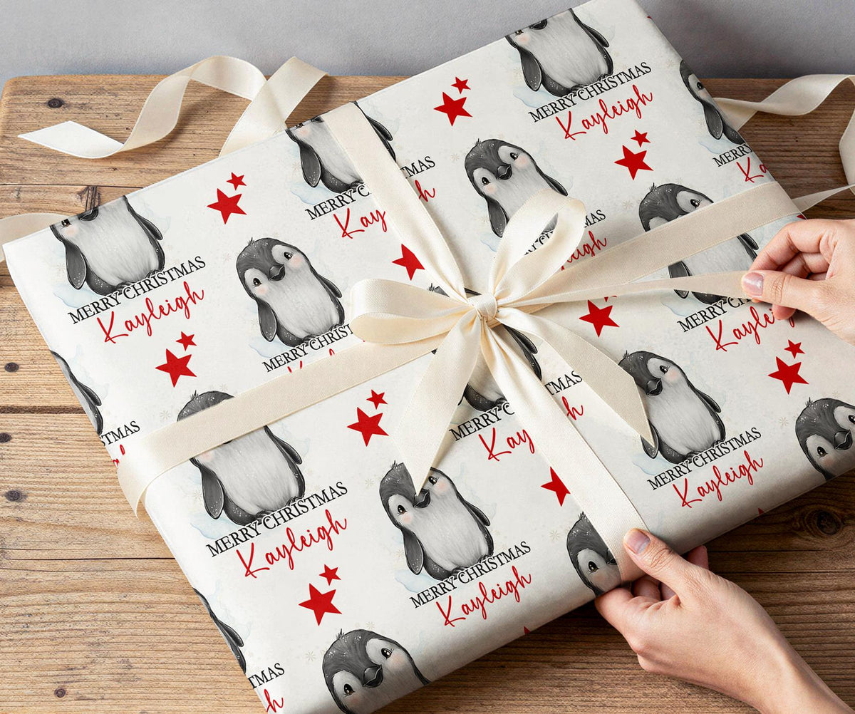 Printed christmas wrapping paper shown as wrapping paper