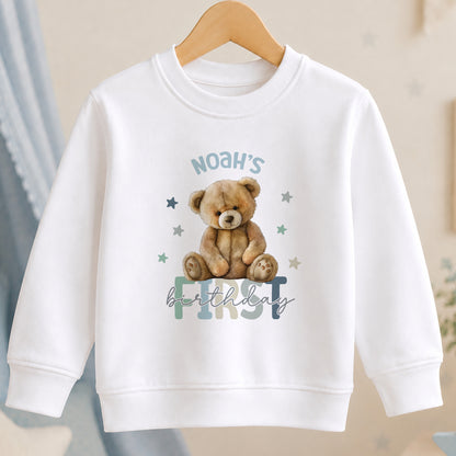Personalised 1st Birthday Teddy Bear Jumper or Tee jumper